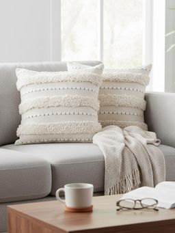 Izaafa - High-Texture Boho Throw Decorative Cushion Covers (18x18 Inches) (Pack of 2)