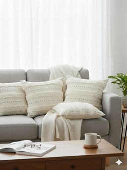 Izaafa - High-Texture Boho Throw Decorative Cushion Covers (18x18 Inches) (Pack of 4)