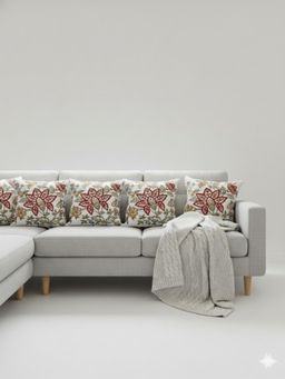 Izaafa - Rich Embroidered Floral Throw Decorative Cushion Covers (18x18 Inches) (Pack of 5)