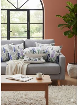 Izaafa - Hand-Sketched Floral & Butterfly Throw Decorative Cushion Covers (18x18 Inches) (Pack of 6)
