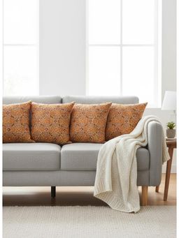 Izaafa - Embroidered Floral Lattice Throw Decorative Cushion Covers (18x18 Inches) (Pack of 4)