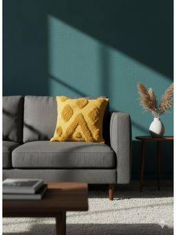 Izaafa - Sunny Yellow Tufted Throw Decorative Cushion Cover (18x18 Inches)