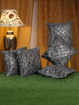 HOSTA HOMES - Printed Geometric Square Decorative Cushion Covers - Grey (16x16 Inches)