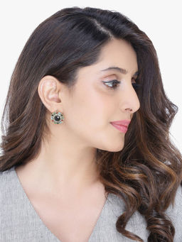 Yellow Chimes - Gold-Toned Circular Studs Earrings