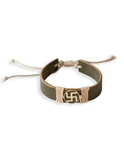 Tann Trim - Olive Swastik Vegan Leather Band Bracelets