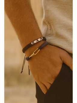 Tann Trim - Multi Colored Thread and Vegan Leather Band Bracelets