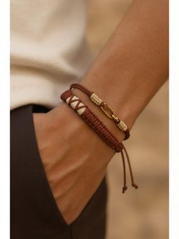 Tann Trim - Multi Colored Thread and Vegan Leather Band Bracelets