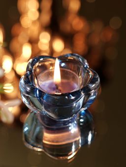 Pure Home + Living - Blue Glass Flower Shaped Tealight Holders (Pack of 4)