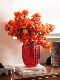 Pure Home + Living - Red Herringbone Glass Vase (M)