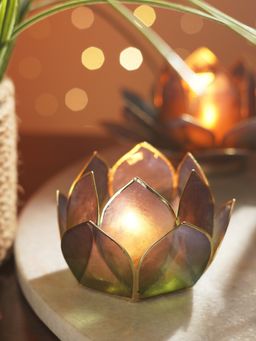 Pure Home + Living - Green & Blue Ombre 12 Petals Capiz Tealight Holder