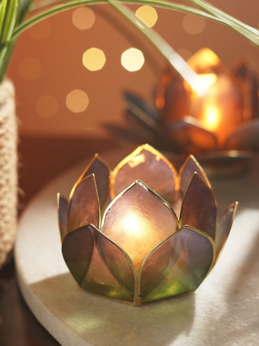 Pure Home + Living Green & Blue Ombre 12 Petals Capiz Tealight Holder