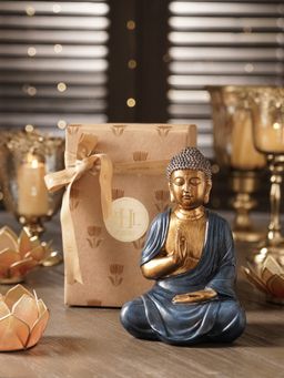 Pure Home + Living - Blue Antique Finish Polyresin Buddha Figurine (M)