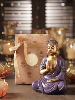 Pure Home + Living - Purple Antique Finish Polyresin Buddha Figurine (M)