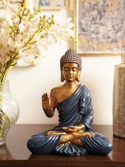 Pure Home + Living - Blue Antique Finish Polyresin Buddha Figurine (L)