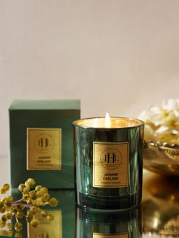 Pure Home + Living - Jasmine Garland Scented Wax Filled Jar Candle - Green
