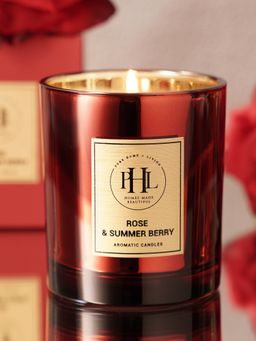 Pure Home + Living - Rose & Summer Berry Scented Wax Filled Jar Candle - Red