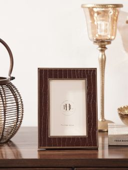 Pure Home + Living - Gold Plated Croco Faux Leather Photo Frame (L)