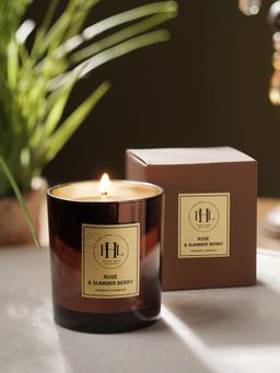 Pure Home + Living - Rose & Summer Berry Glass Jar Candle - Brown