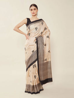 Soch - Embroidered Silk Blend Saree with Unstitched Blouse