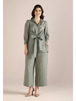 Kaveri - Honey Suckle Tie Co-ord-Jade (Set of 2)