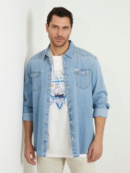 Guess - Blue Solid Shirt