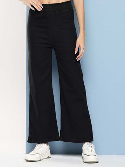 Aarika - Girls Black Solid Denim Bootcut Jeans