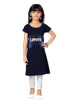 Aarika - Girls Navy Blue Denim Top with Leggings