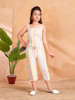 Aarika - Girls Multi-Color Stripes Co-Ord Set
