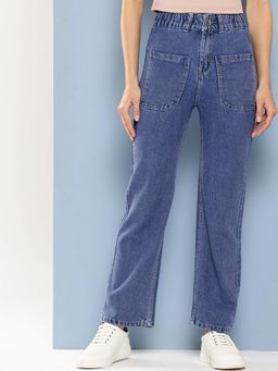 Aarika - Girls Blue Solid Denim Jeans