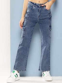 Aarika - Girls Blue Solid Denim Jeans