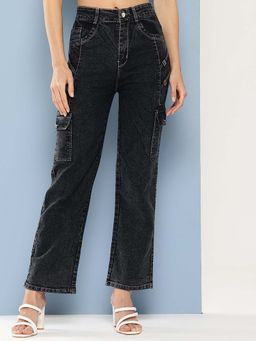 Aarika - Girls Black Solid Denim Jeans