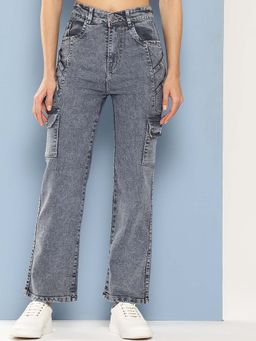 Aarika - Girls Grey Solid Denim Jeans