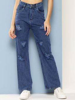 Aarika - Girls Blue Solid Denim Jeans