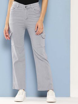 Aarika - Girls Grey Solid Denim Jeans