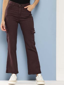 Aarika - Girls Brown Solid Denim Jeans