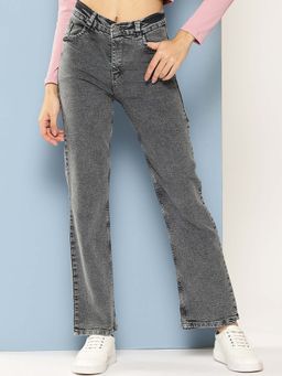 Aarika - Girls Grey Solid Denim Jeans
