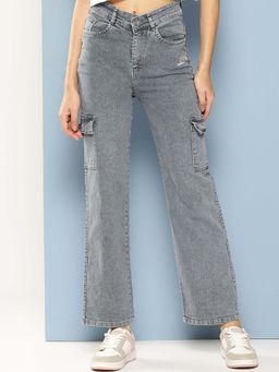 Aarika - Girls Grey Solid Denim Jeans