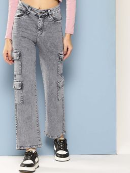 Aarika - Girls Grey Solid Denim Jeans
