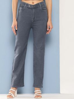 Aarika - Girls Grey Solid Denim Jeans