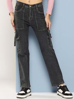 Aarika - Girls Black Solid Denim Jeans