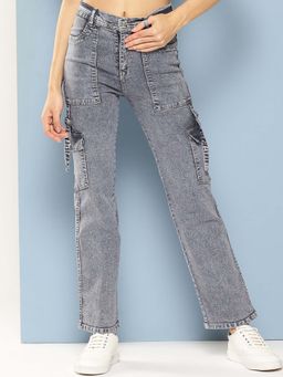 Aarika - Girls Grey Solid Denim Jeans