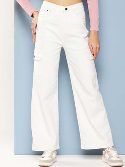 Aarika - Girls White Solid Denim Jeans