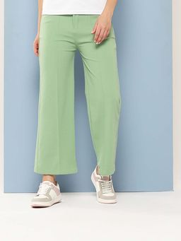Aarika - Girls Green Solid Nylon Trouser