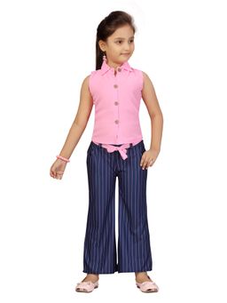Aarika - Girls Pink Solid Blended Shirt with Pant
