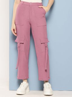 Aarika - Girls Pink Solid Nylon Cargo