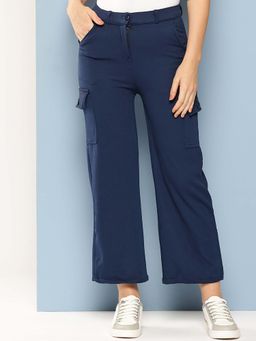 Aarika - Girls Navy Blue Solid Nylon Cargo