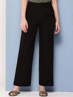 Aarika - Girls Black Solid Crepe Trouser