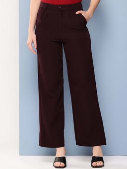 Aarika - Girls Wine Solid Crepe Trouser