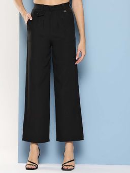 Aarika - Girls Black Solid Crepe Trouser