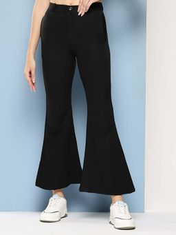 Aarika - Girls Black Solid Crepe Trouser